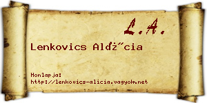 Lenkovics Alícia névjegykártya